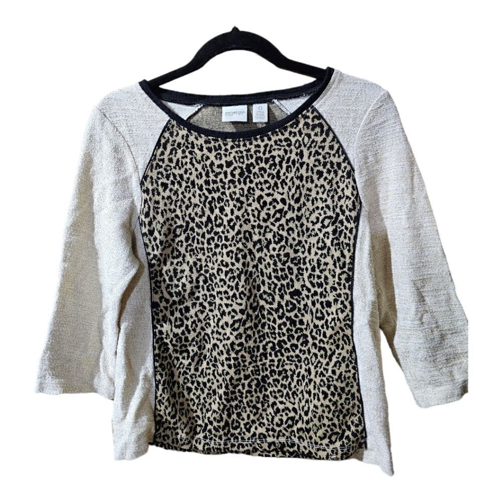 ZENERGY BY CHICO’S Metallic‎ Leopard Print Sweatshirt - Size 0 (Fits Size 4)